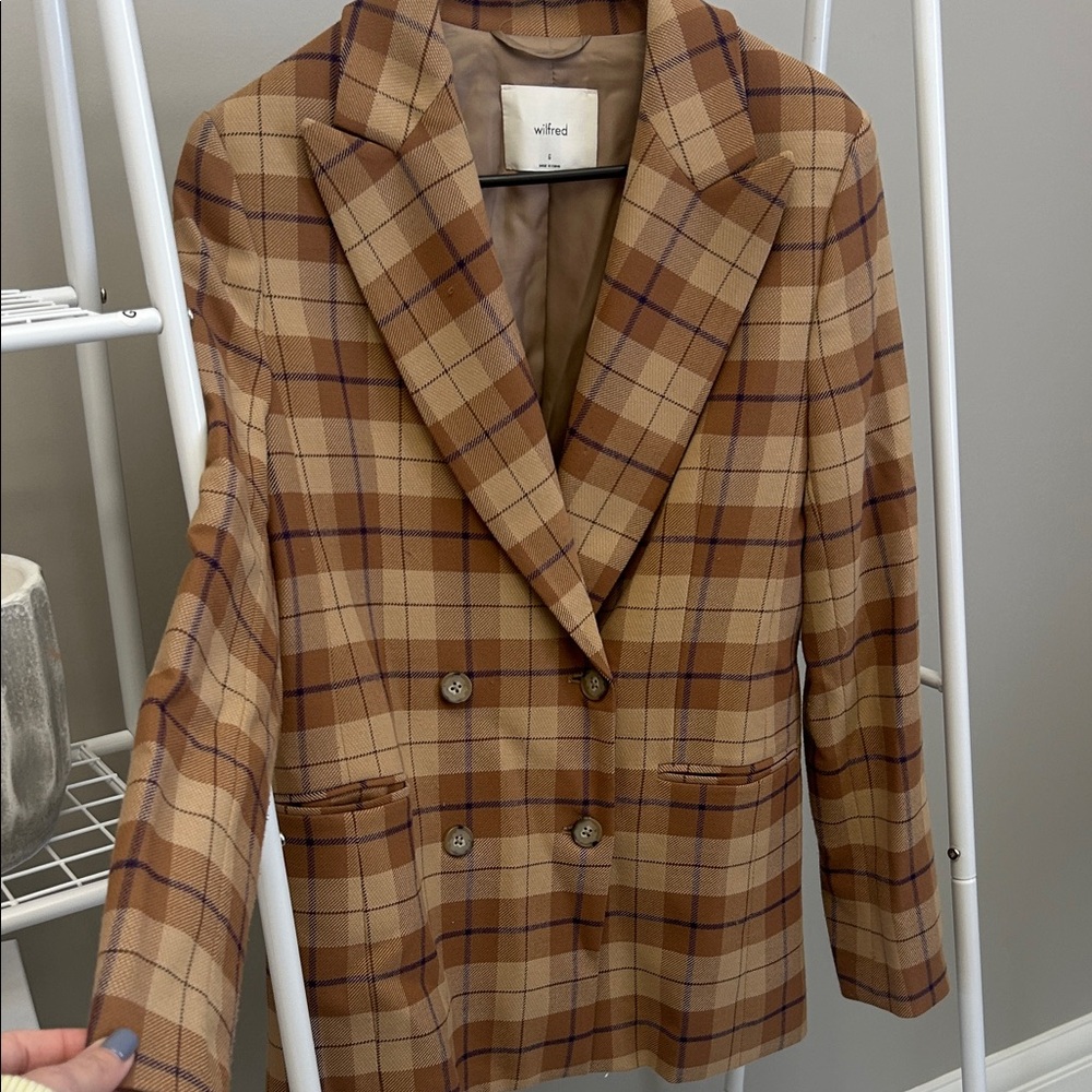 Wilfred Tan and Brown Plaid Blazer